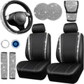 Bling Diamond Leather Car Seat Covers Set 11 pcs - Sparkly Interior