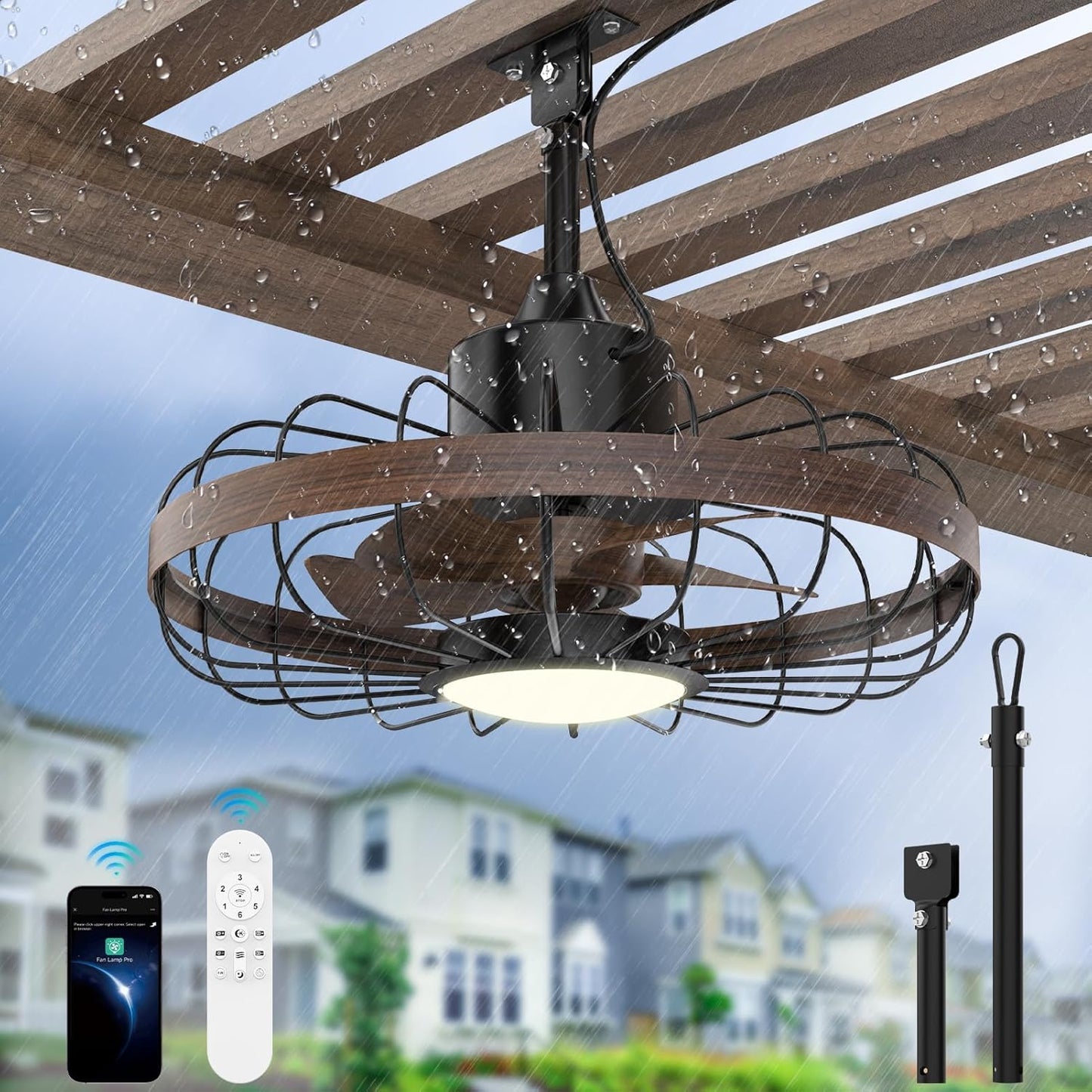 Outdoor Ceiling Fans with Light for Patios - 18 Inch Smart Fan