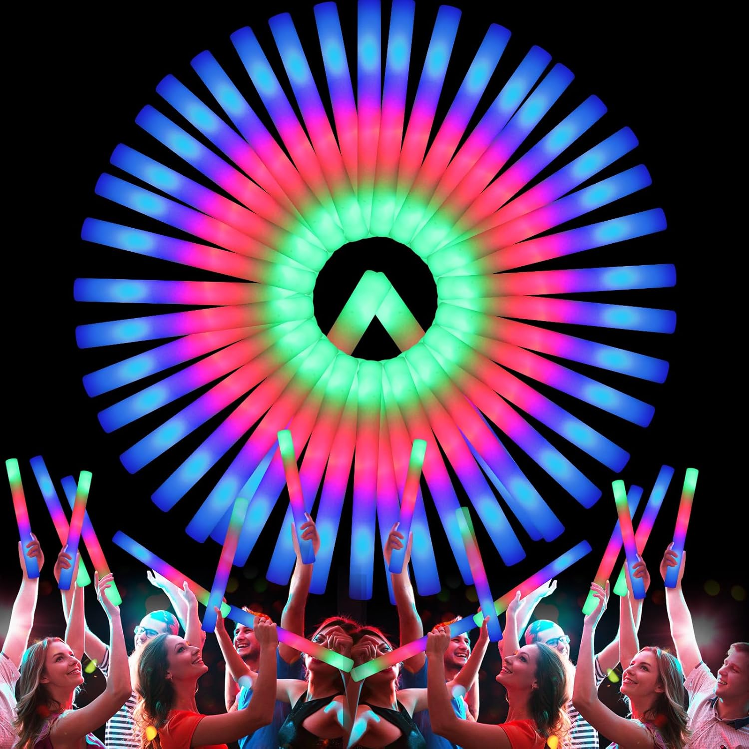 107 PCS LED Foam Glow Sticks for Colorful Party Supplies