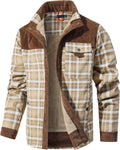 Men's Corduroy Plaid Sherpa Lined Flannel Shirt Jacket - Warm Layer