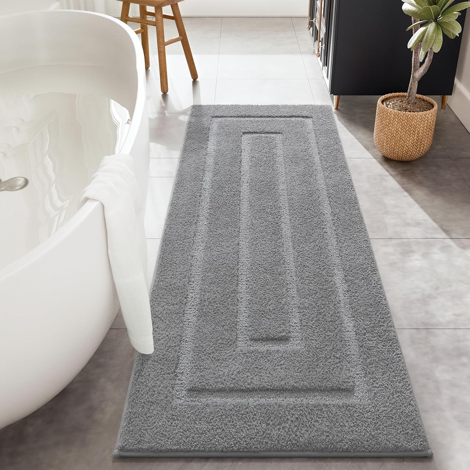 HOMORE Grey Bathroom Rug 24x60 Inch Soft Absorbent Runner