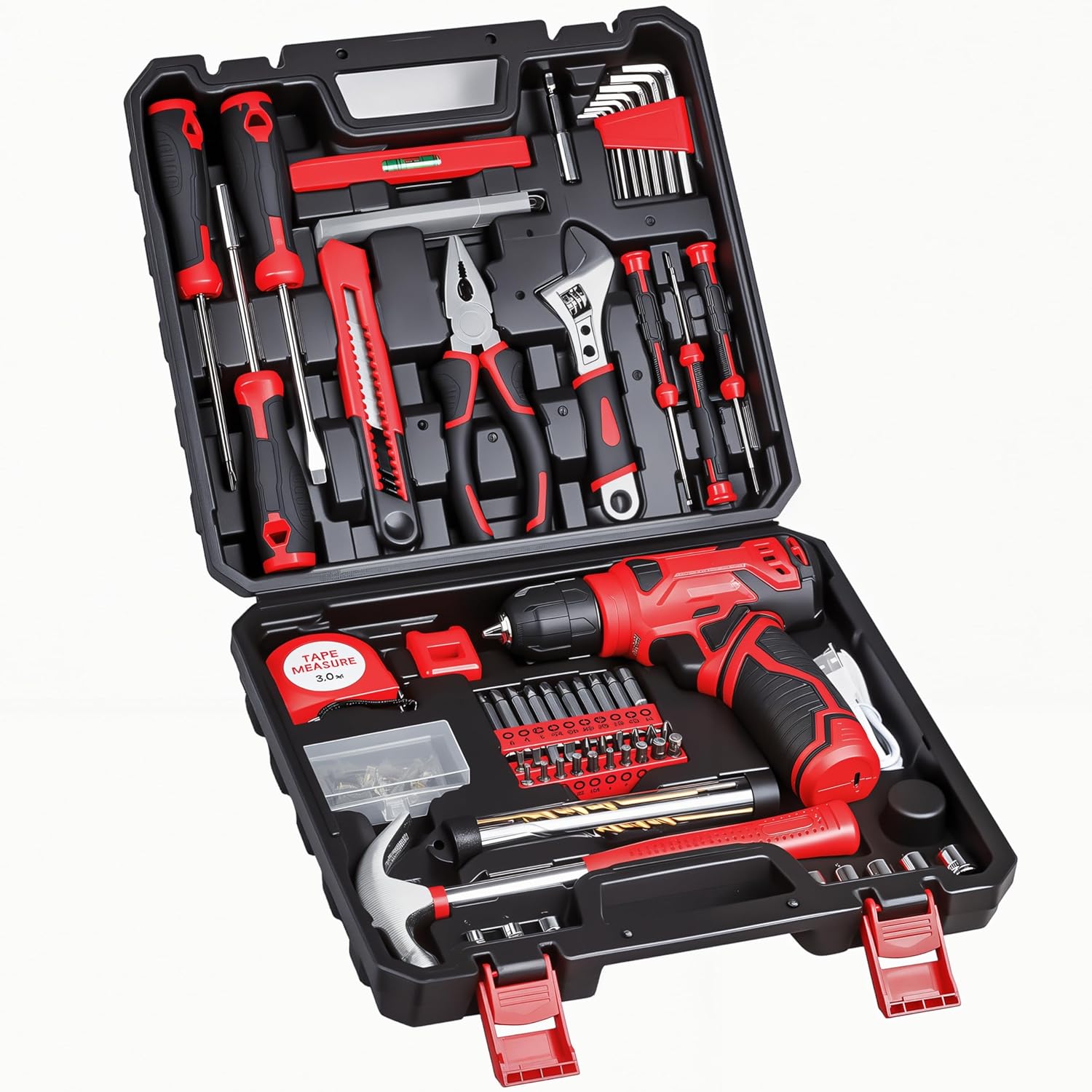 8V Cordless Drill Kit - 132 Piece Tool Set for Homeowners