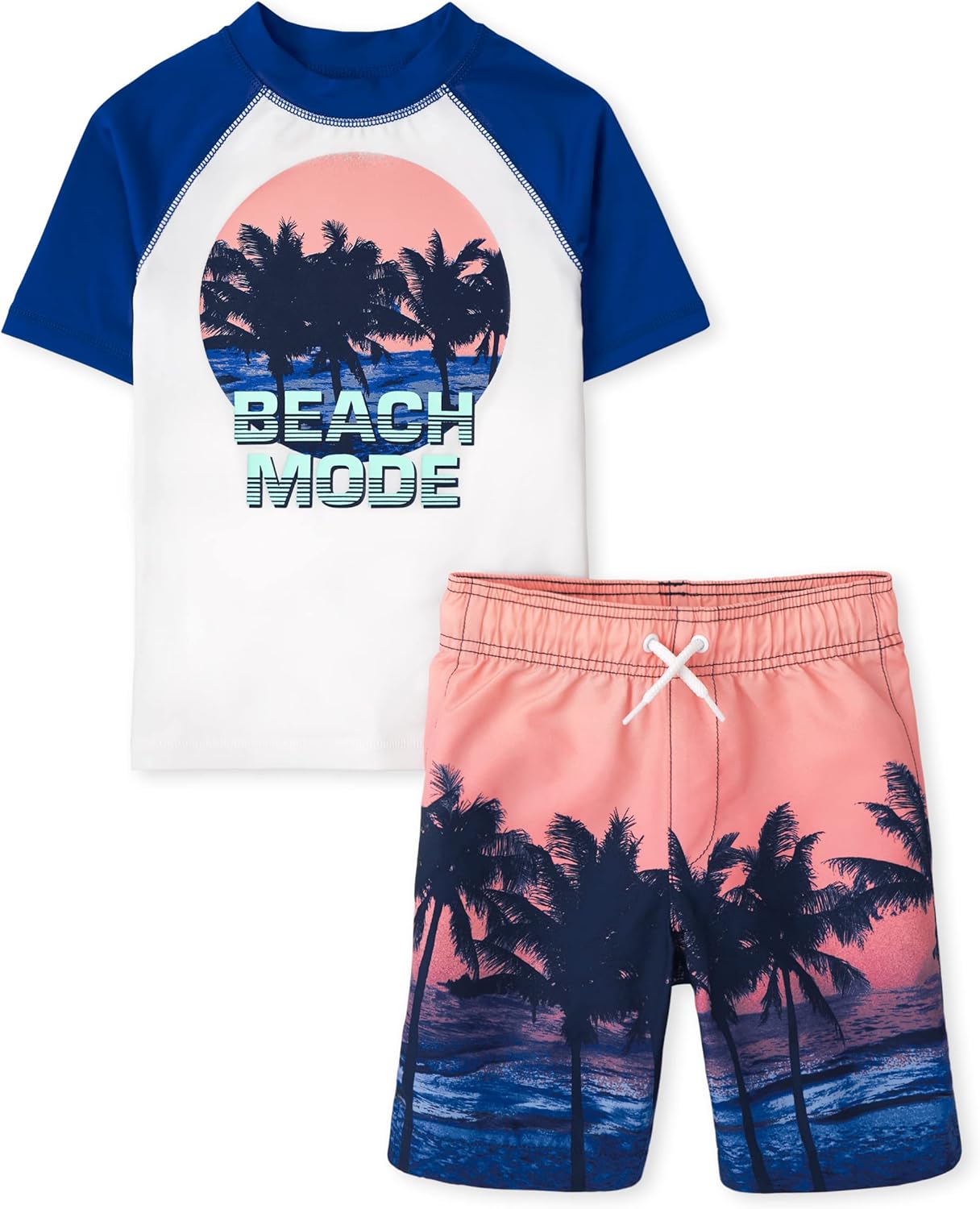 Boys' Short Sleeve Rashguard and Swim Trunk Set for Summer Fun