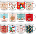 Christmas Enamel Mugs 12 Pc Set 12 oz - Festive Holiday Coffee Cups