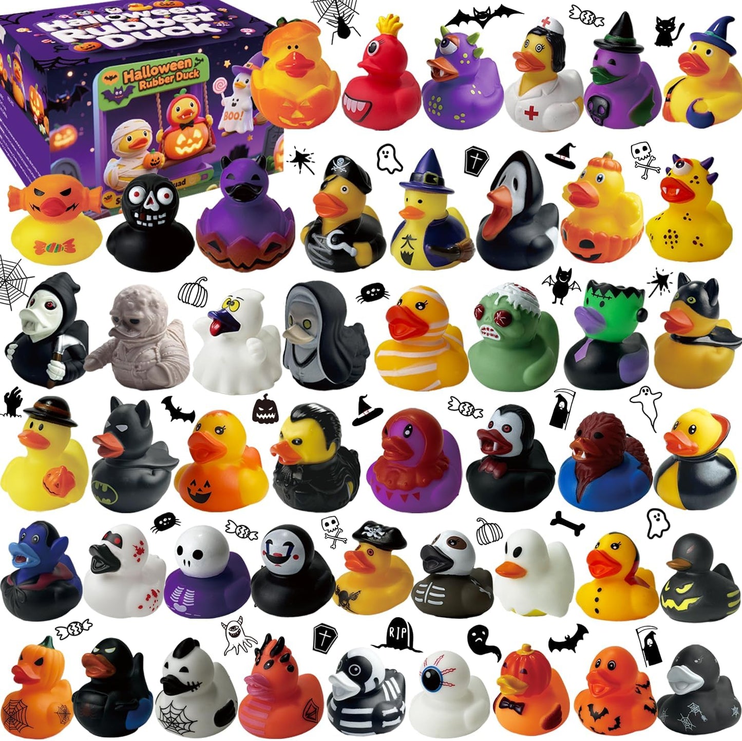 48 PCS Halloween Rubber Ducks for Trick or Treat Fun and Games