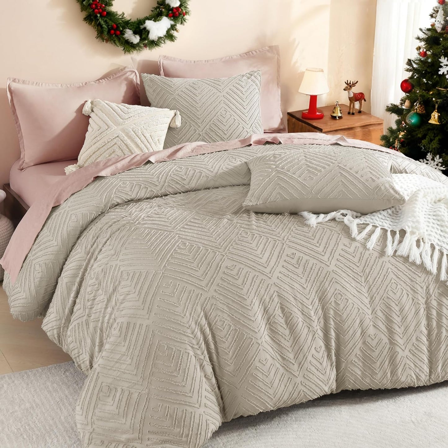 Litanika Comforter King Size Set Oatmeal for Cozy Bedrooms