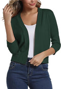 Women's 3/4 Sleeve Cropped Cardigan Sweater - Elegant Shrug for Day
