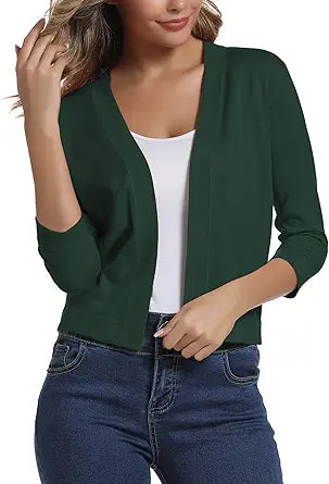 Urban CoCo Women's 3/4 Sleeve Cropped Cardigan for All Occasions
