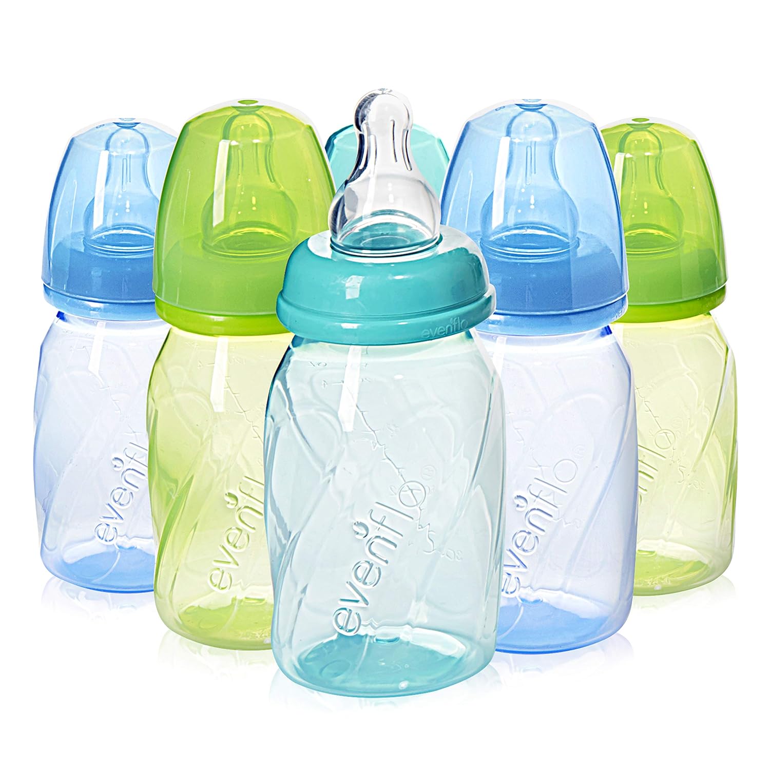 Evenflo Anti-Colic Baby Bottles - Reduce Colic - 4oz, Pack of 6