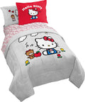 Hello Kitty Twin Comforter Set - 5 Piece Red & Grey Bedding