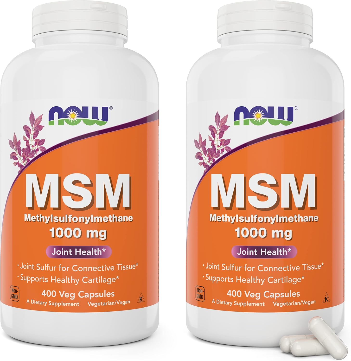 Now MSM 1000mg for Joint Health - 400 Veg Capsules Pack of 2