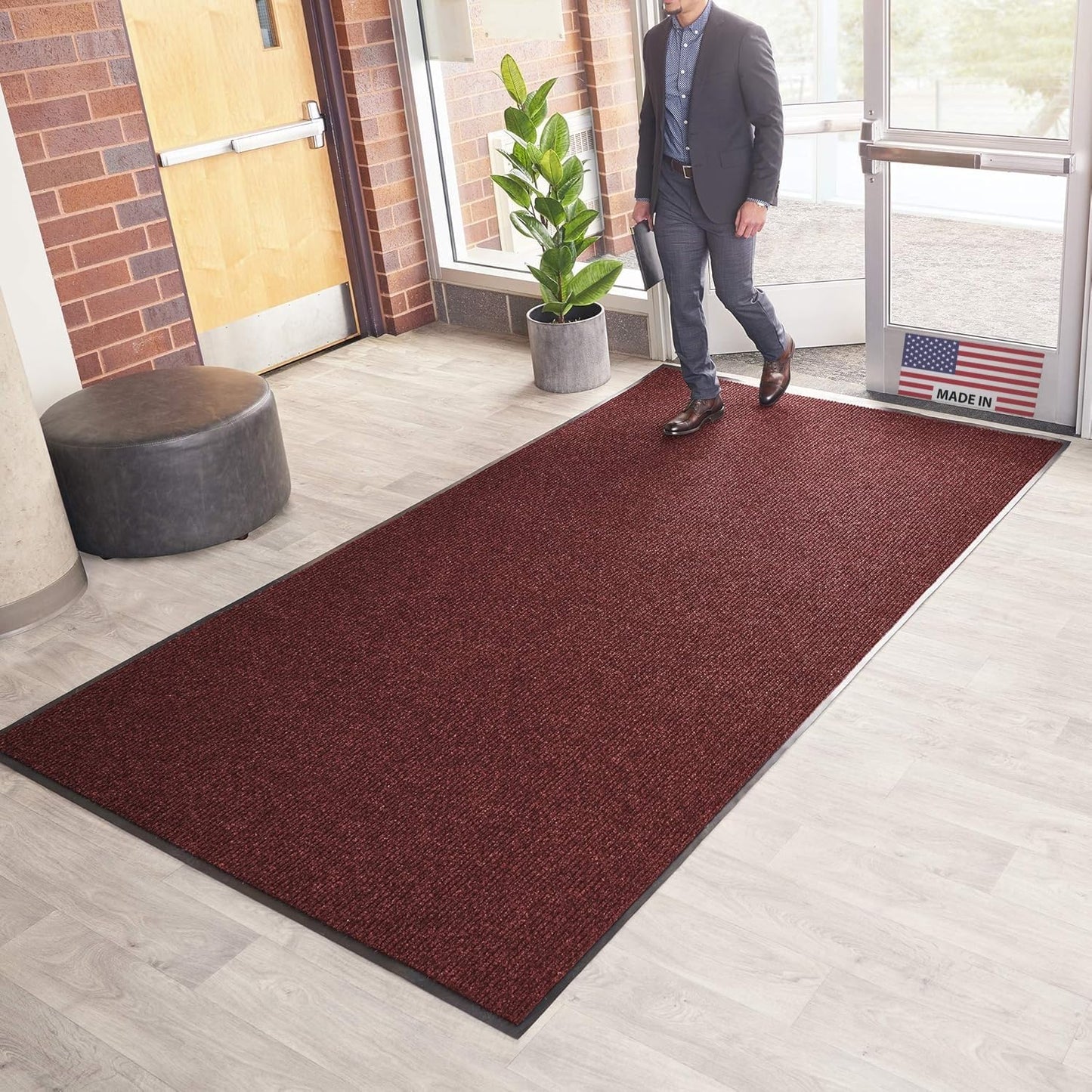 Brush Dry Mat for Indoor/Outdoor Entryways - Heavy-Duty Rug
