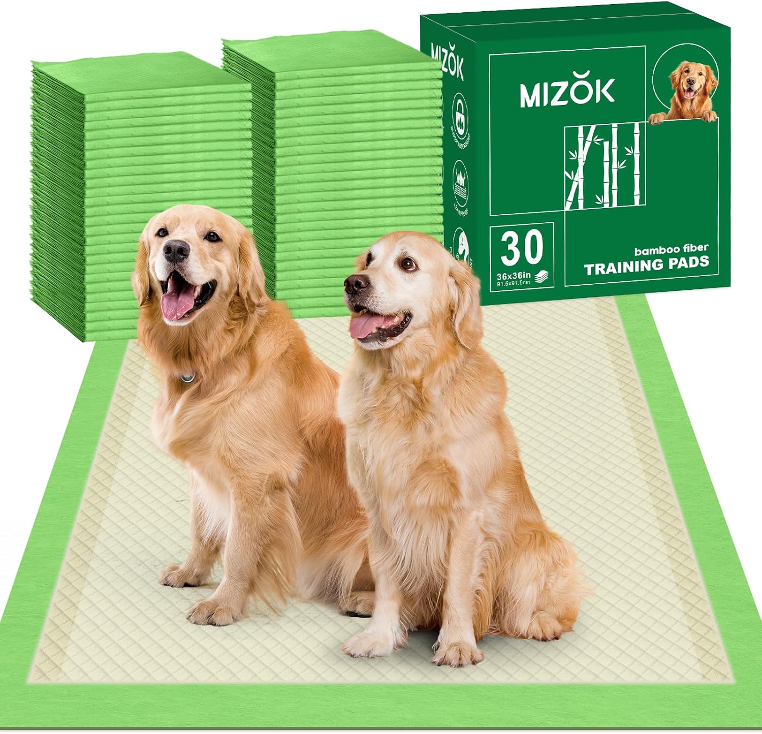 MIZOK Dog Pee Pads XXL 36x36in Super Absorbent Leak-Proof