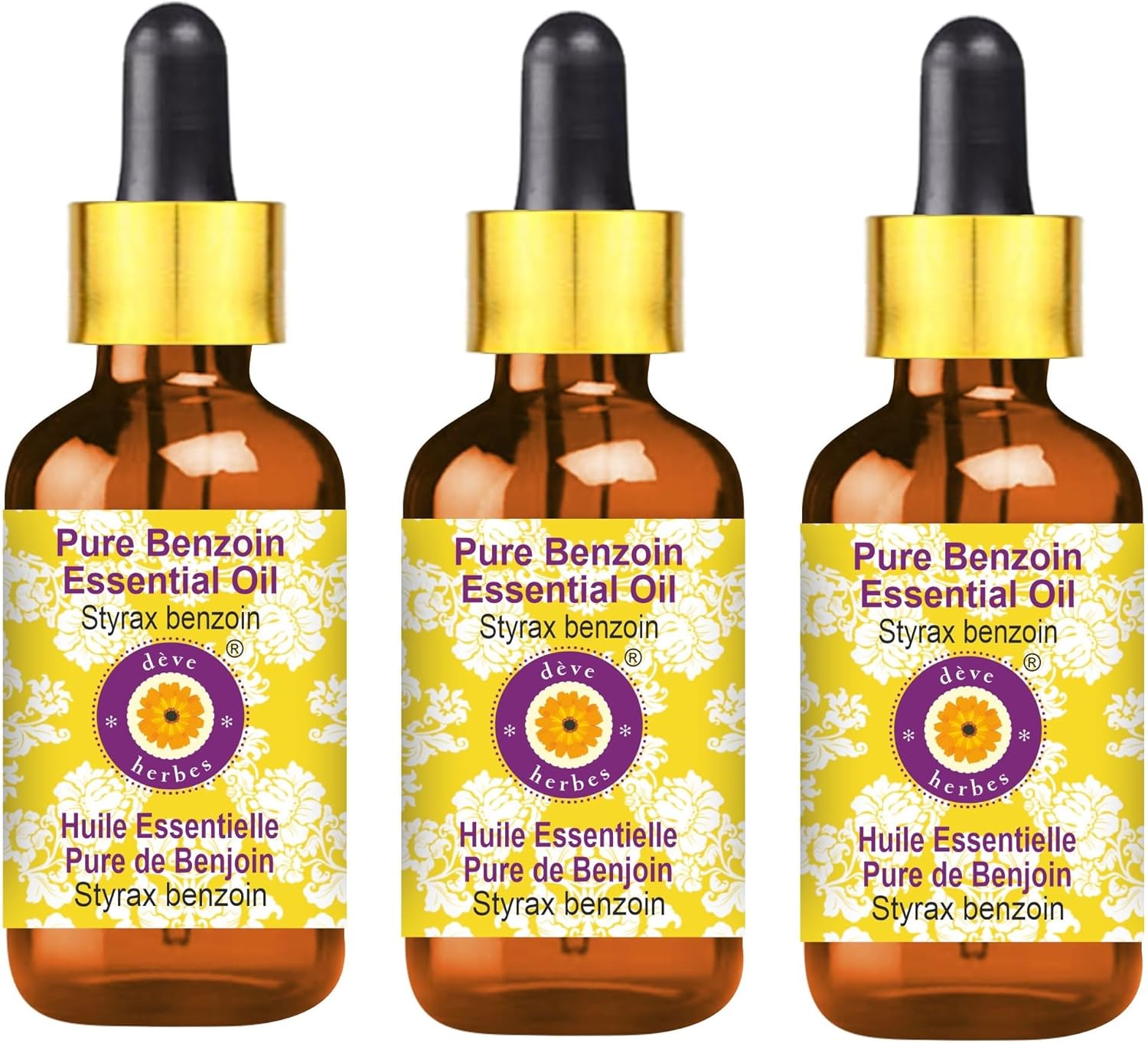 Pure Benzoin Essential Oil by Deve Herbes - 100ml Pack of Three