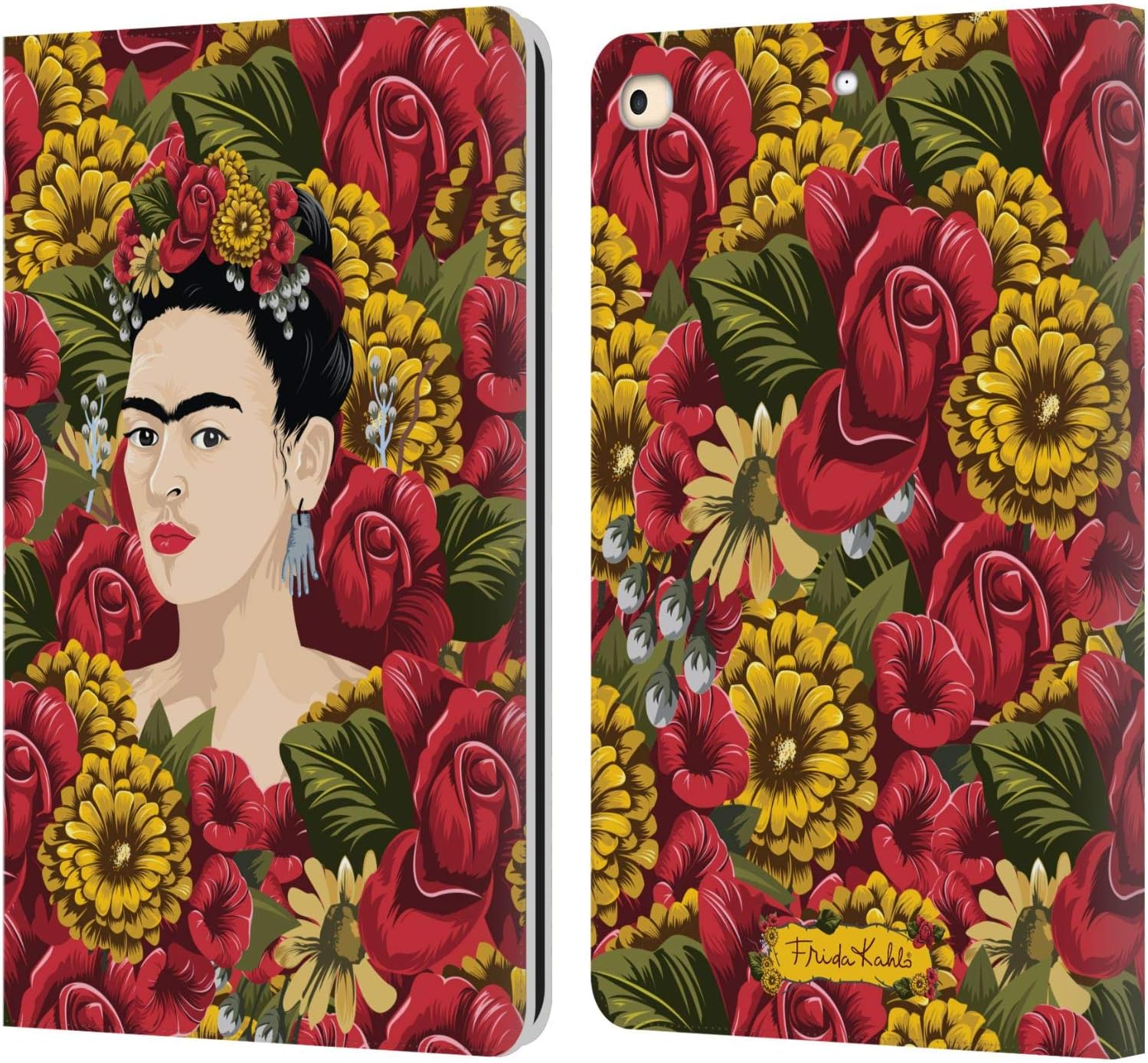 Frida Kahlo Portrait Pattern Leather Wallet Case for iPad 9.7
