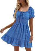 Heysolo Women's Mini Dress with Floral Smocked Neckline