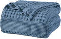 PHF 100% Cotton Waffle Weave Blanket Queen Size - All-Season Comfort
