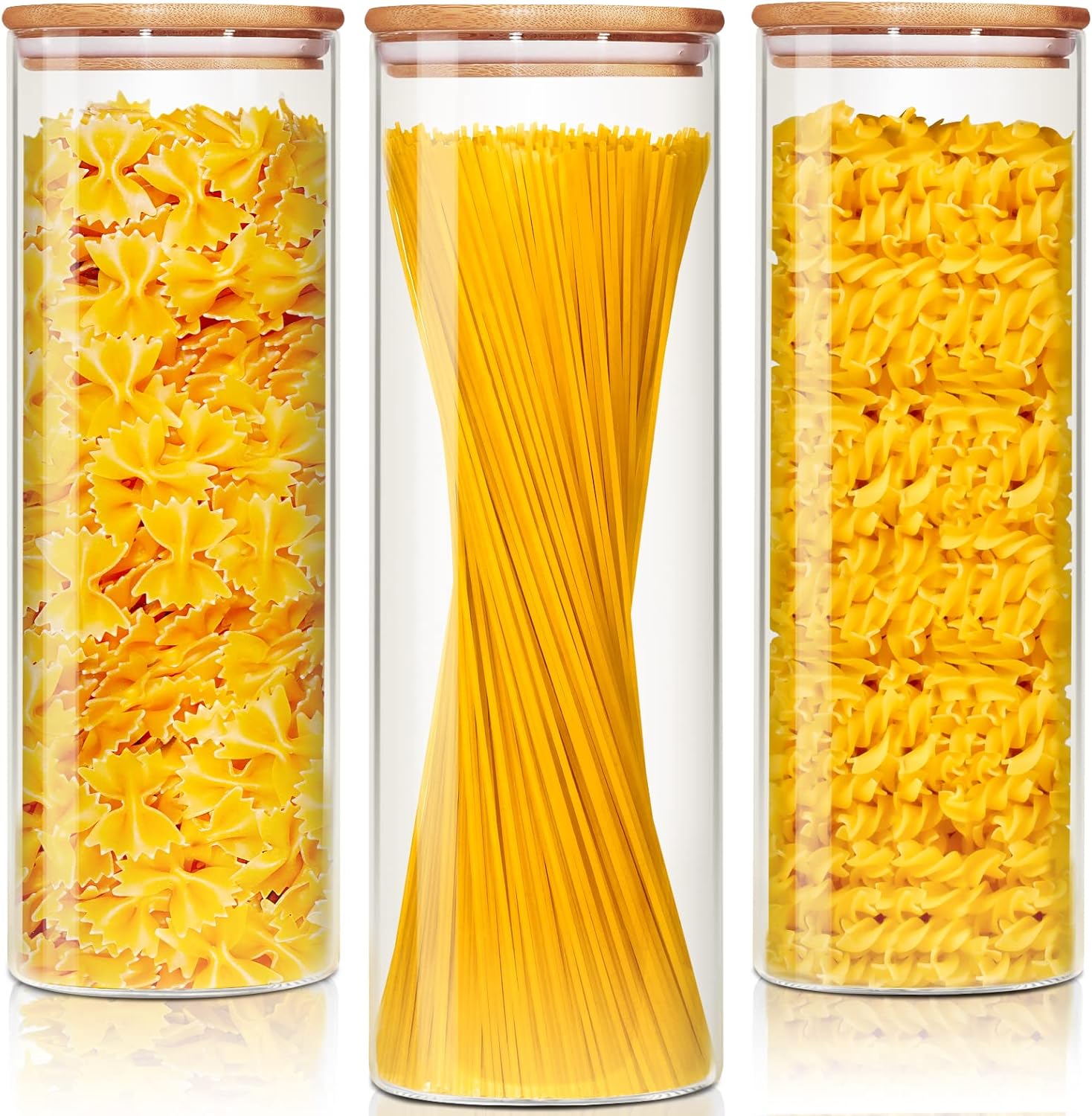 Glass Jars with Bamboo Lids Set of 3 for Food Storage Needs