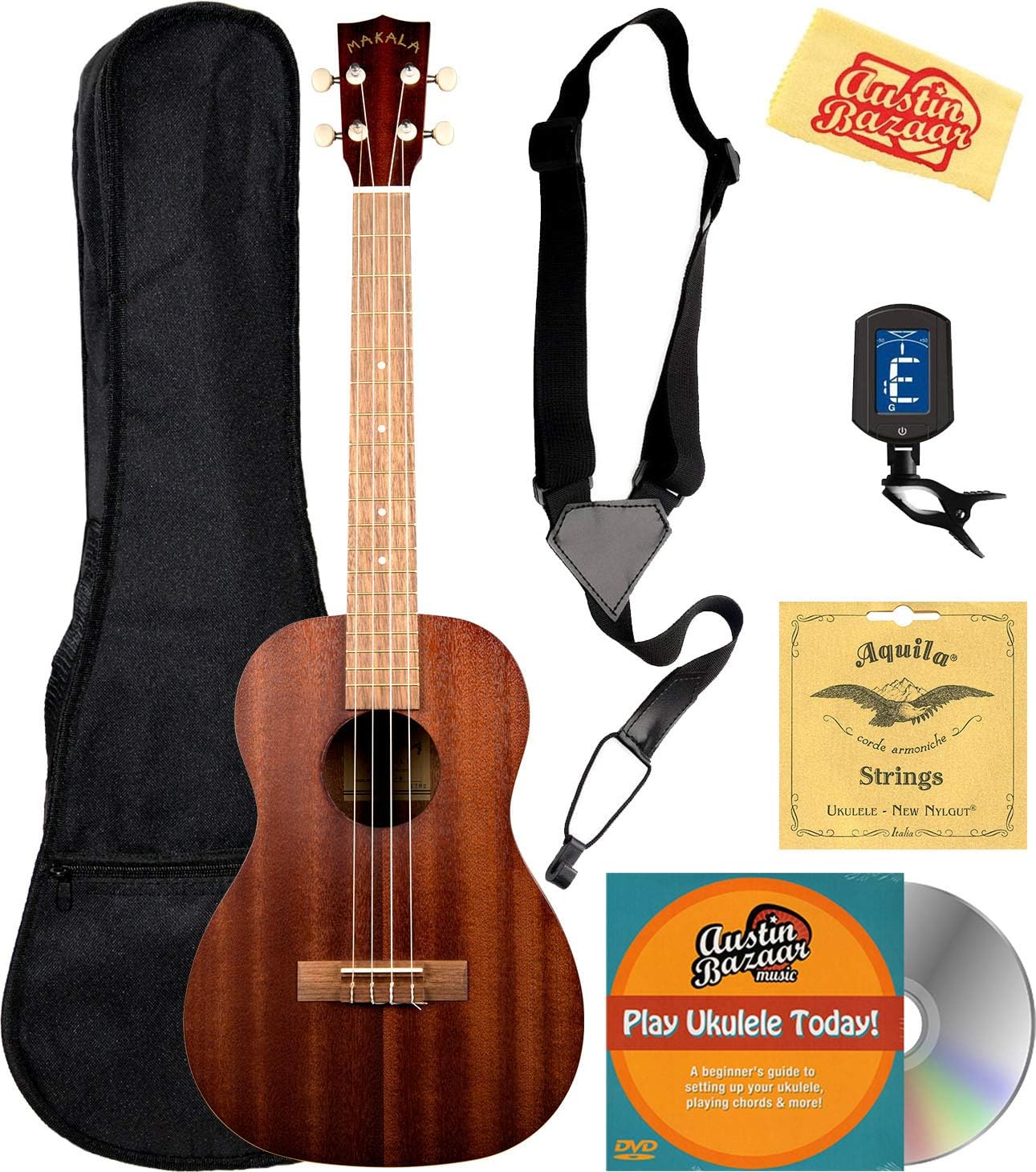Kala MK-B Makala Baritone Ukulele Bundle with Gig Bag and More