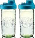 Mason Jar Drinking Cup Pint and Half with Pouring Lid - Teal 24oz Pack