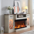 Farmhouse TV Stand with Fireplace 70in Entertainment Center - Cozy