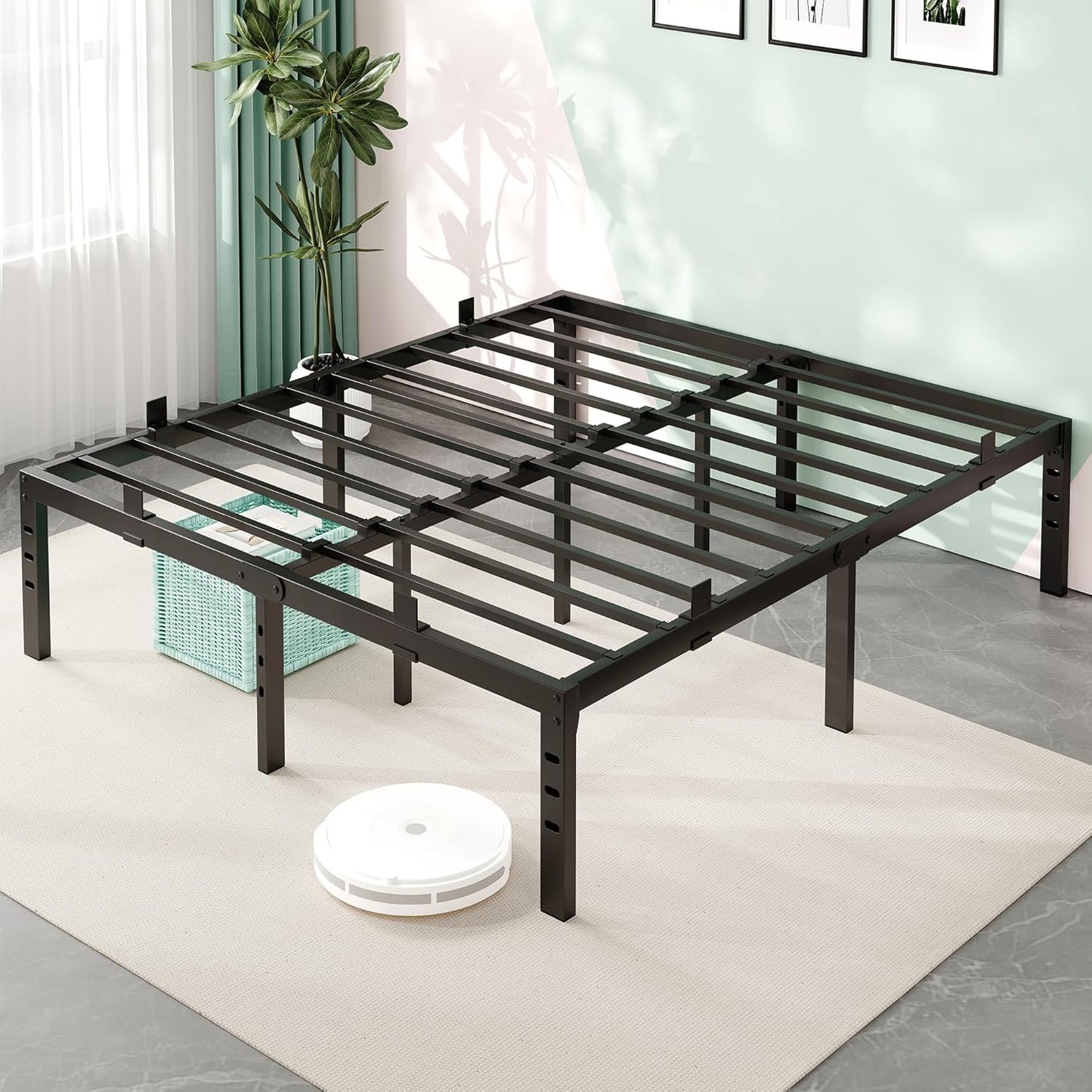 Sturdy Metal Queen Bed Frame with Under Bed Storage and Easy Assembly