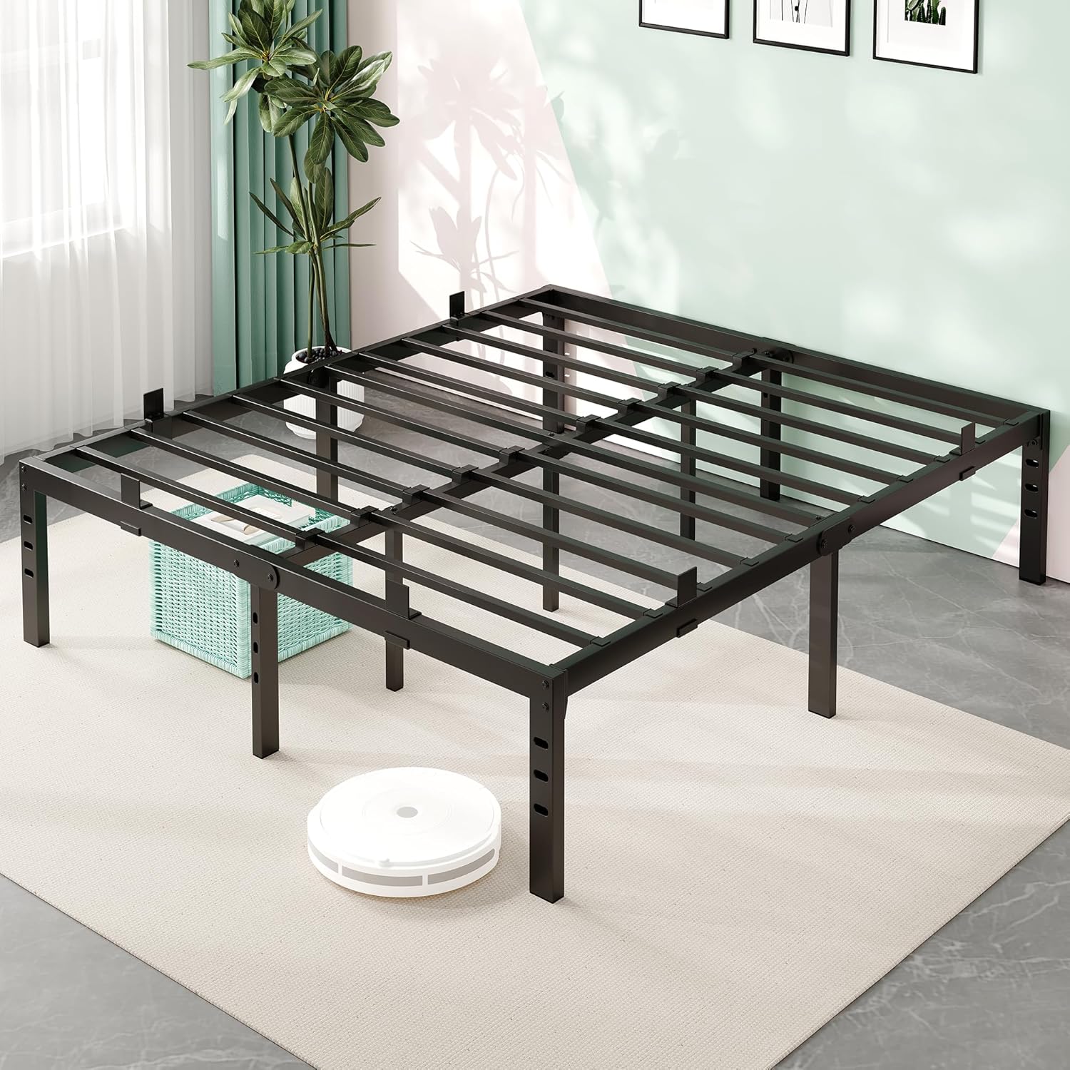Sturdy Metal Queen Bed Frame with Under Bed Storage and Easy Assembly