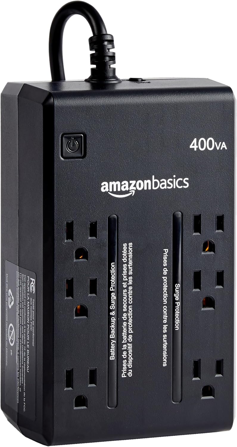 Compact 400VA UPS Battery Backup & Surge Protector for Home
