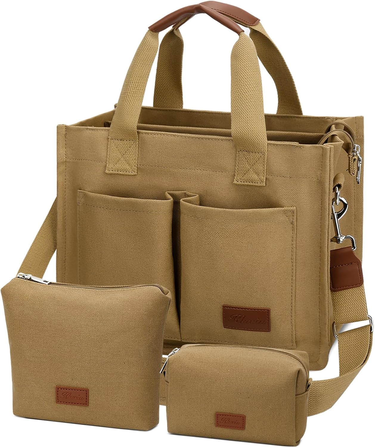 KKXIU Large Canvas Tote Bag for Women with Zipper Closure