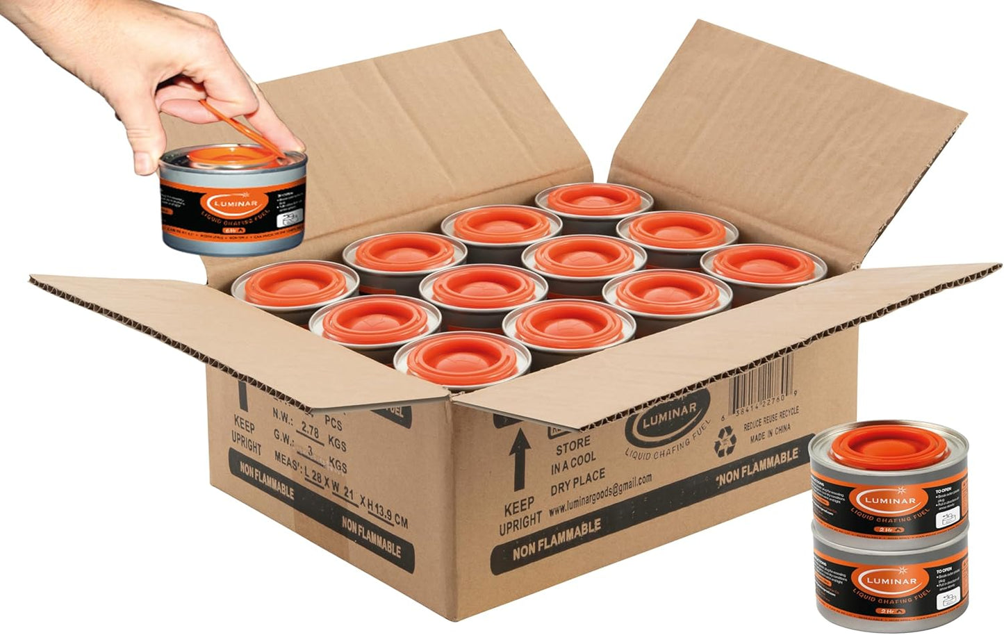 Luminar Resealable-Wick Chafing Fuel Cans for Event Catering