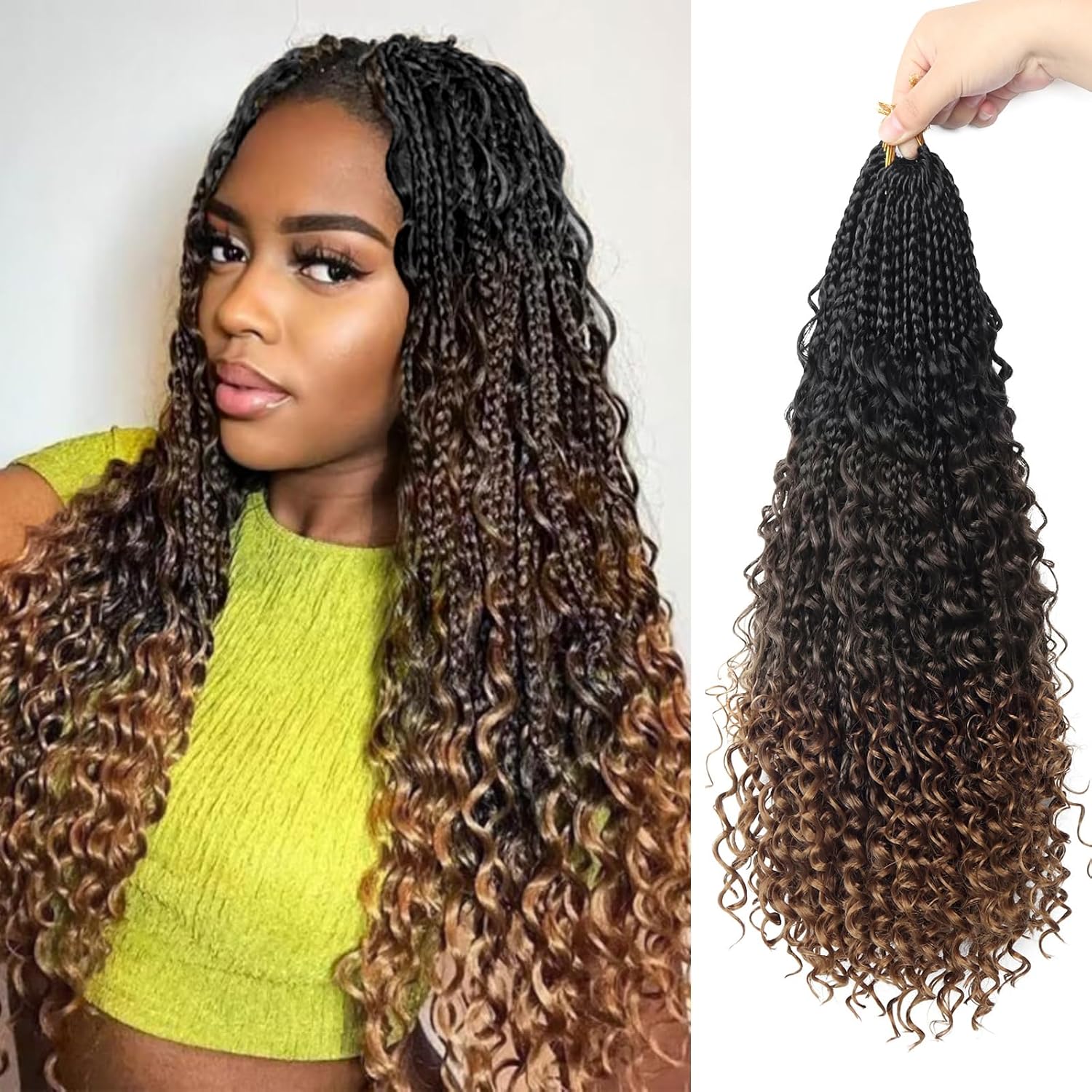 Goddess Box Braids Crochet Hair with Curly Ends for Black Women