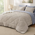 Bedsure Twin Comforter Set - 5 Piece Reversible Beige Bedding