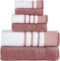 Quick Dry White/Contrast Reinhart Rosewood 6 Piece Towel Set - Soft