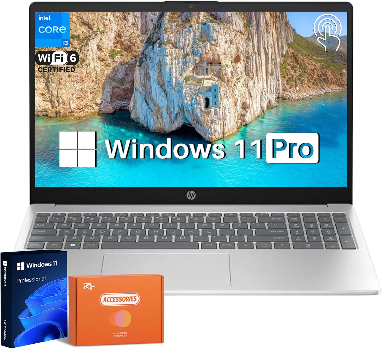 HP 15.6 Touchscreen Business Laptop with Intel i3 Performance