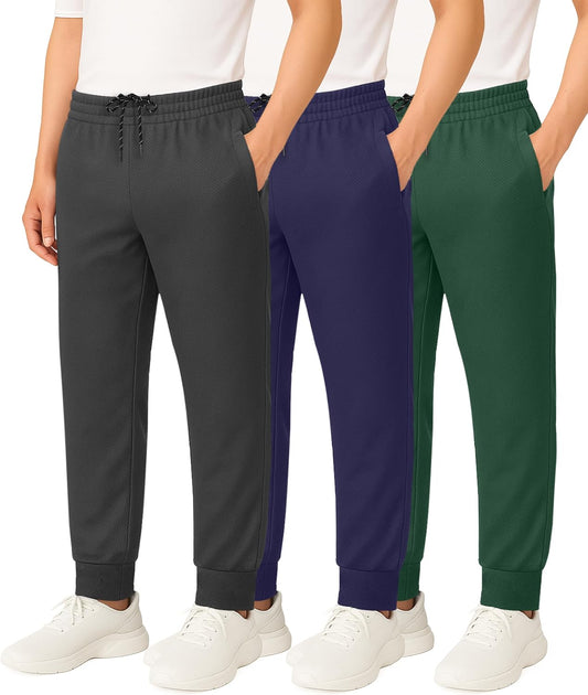Real Essentials Boy's Mesh Jogger Sweatpants for Active Kids