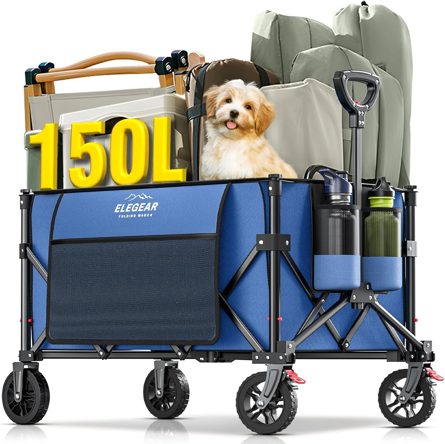 Elegear Foldable Wagon Cart - Heavy Duty 150L Utility Beach Wagon