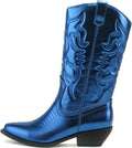 Women's Faux Suede Western Ankle Bootie - Low Stacked Heel