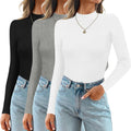 Mock Turtlenecks 3 Pack Slim Fit Ribbed Tops - Lightweight Layering