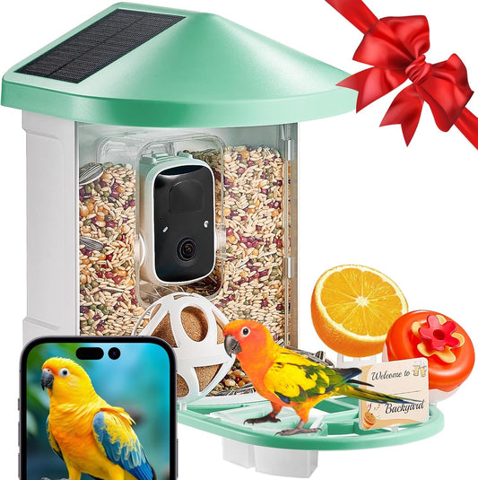 Smart Bird Feeder with 2K Camera & AI - Ideal Gift!