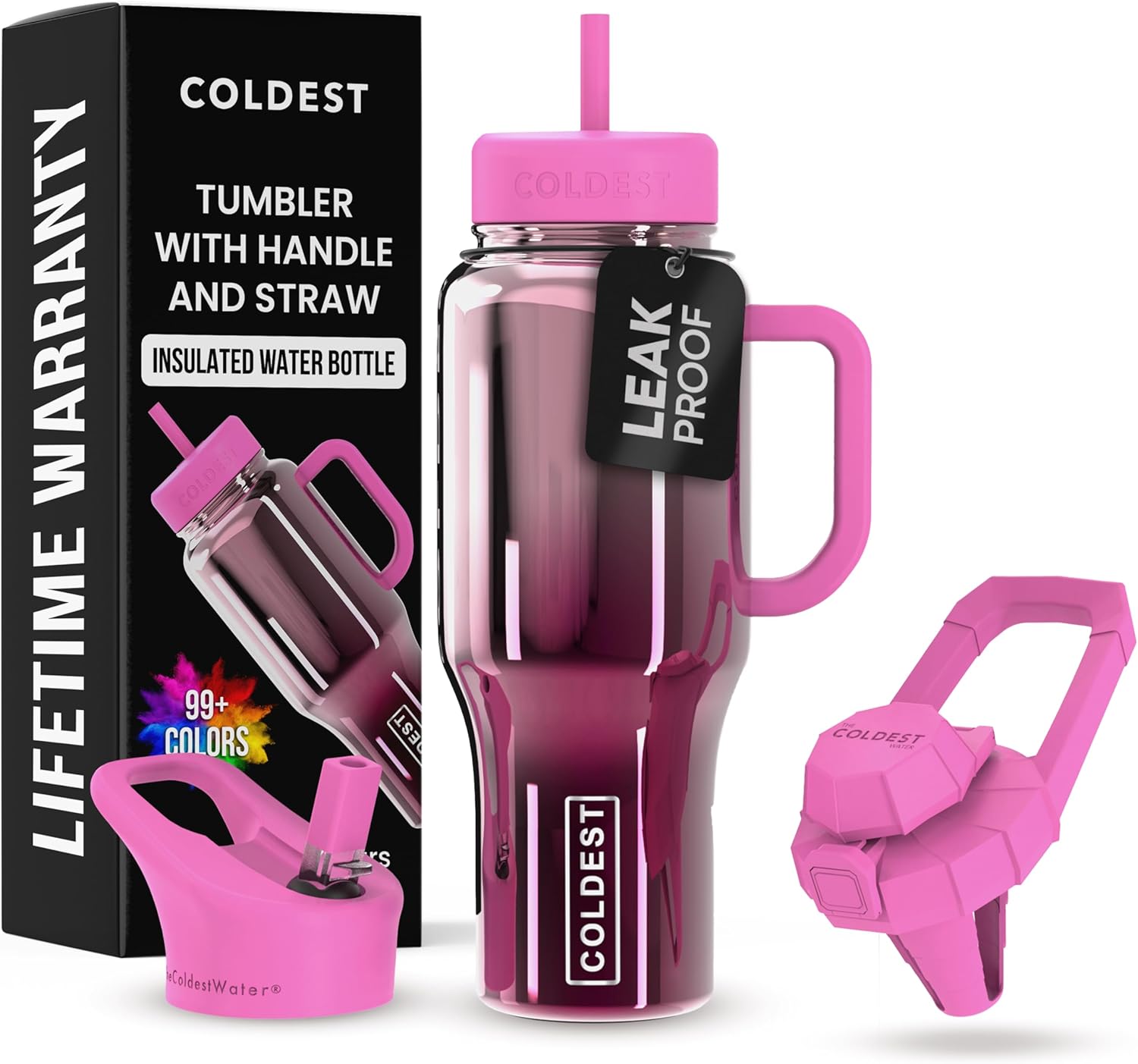Coldest Tumbler with Handle and Straw - 100% Leak-Proof Design