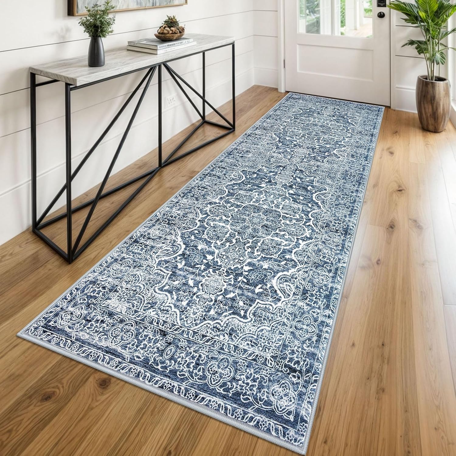 KUTA Vintage Washable Runner Rug for Hallways and Kitchens