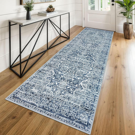 KUTA Vintage Washable Runner Rug for Hallways and Kitchens