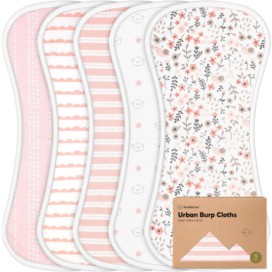 KeaBabies Organic Burp Cloths - 5-Pack Super Absorbent