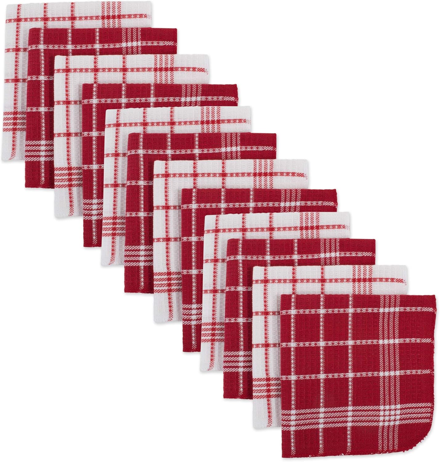 Waffle Weave Cotton Dishcloths, 12pc Set, Red