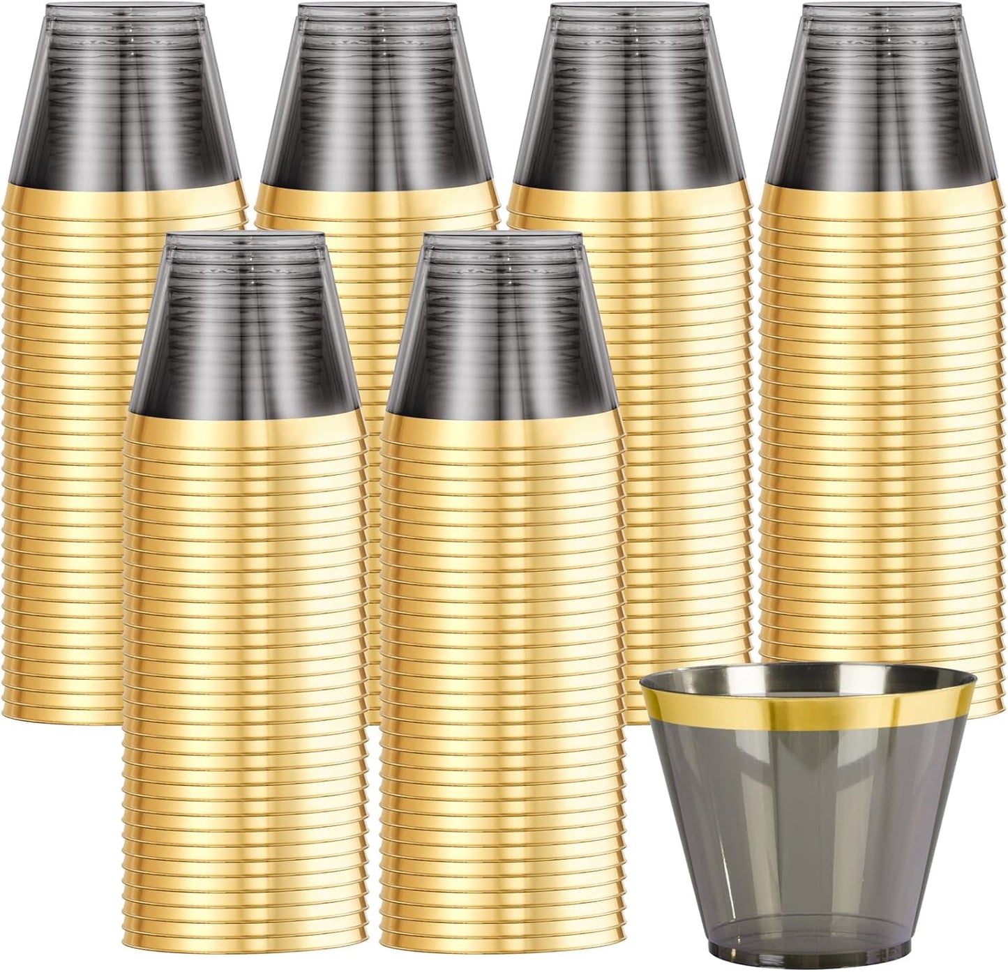 Elegant 200 Pcs Gold Rimmed Disposable Cups for Parties