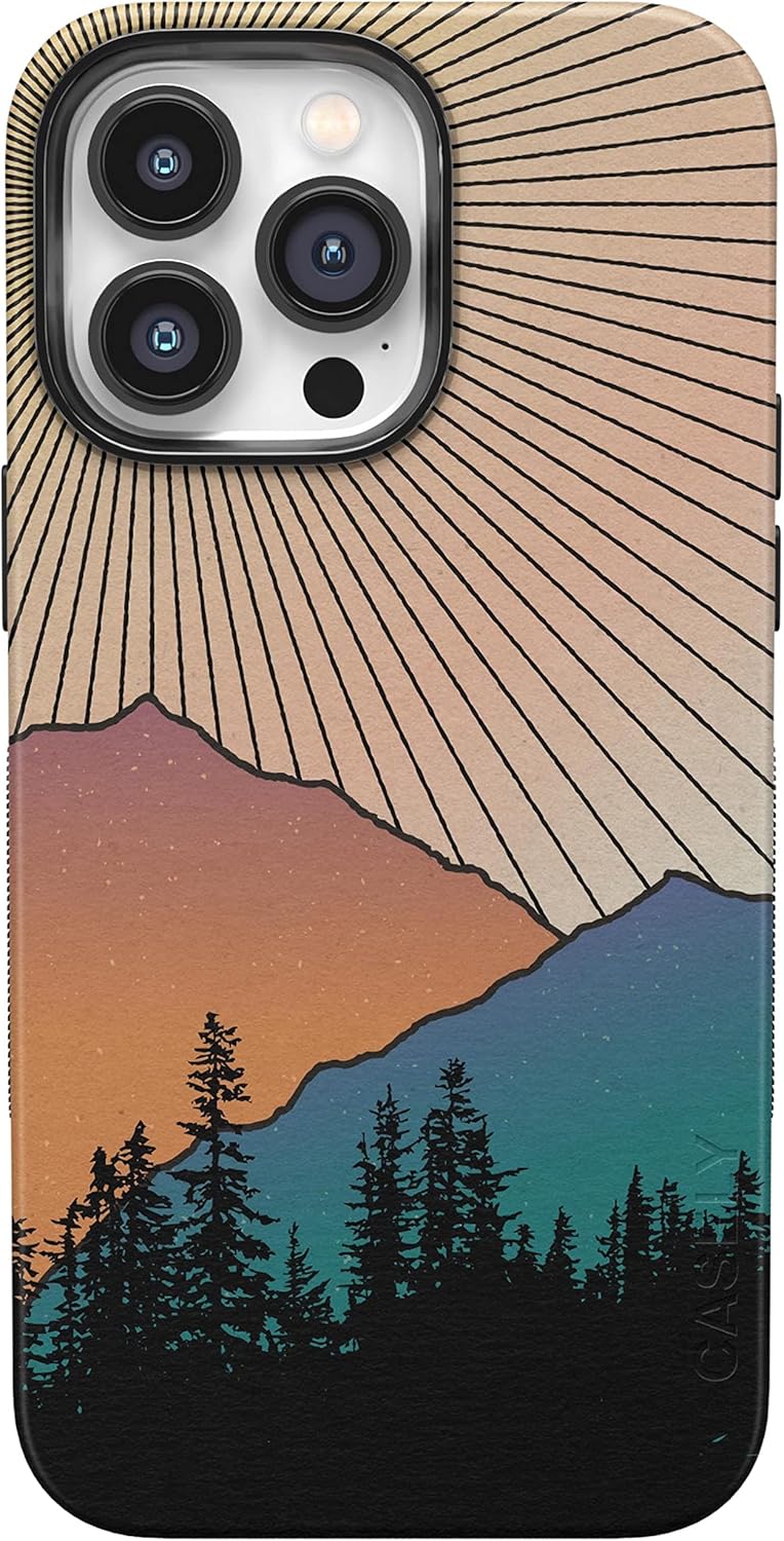 Bold Protective iPhone 14 Pro Case for Mountain Sunset Lovers