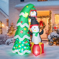 Christmas Inflatable Outdoor Decorations - 7 ft Penguins Climbing Tree