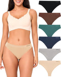 BAMBOO COOL Women's Thongs Seamless Moisture-Wicking Mid Rise - 6 Pack