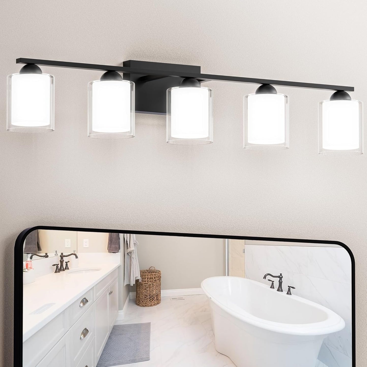 Quntis Black Bathroom Lighting Fixtures with 5 Color Modes