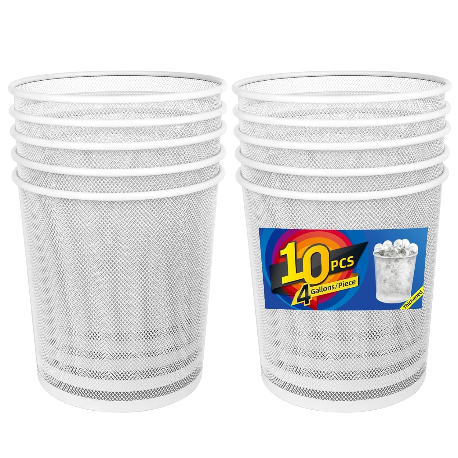 Office Mesh Trash Cans 10-Pack for Efficient Waste Management